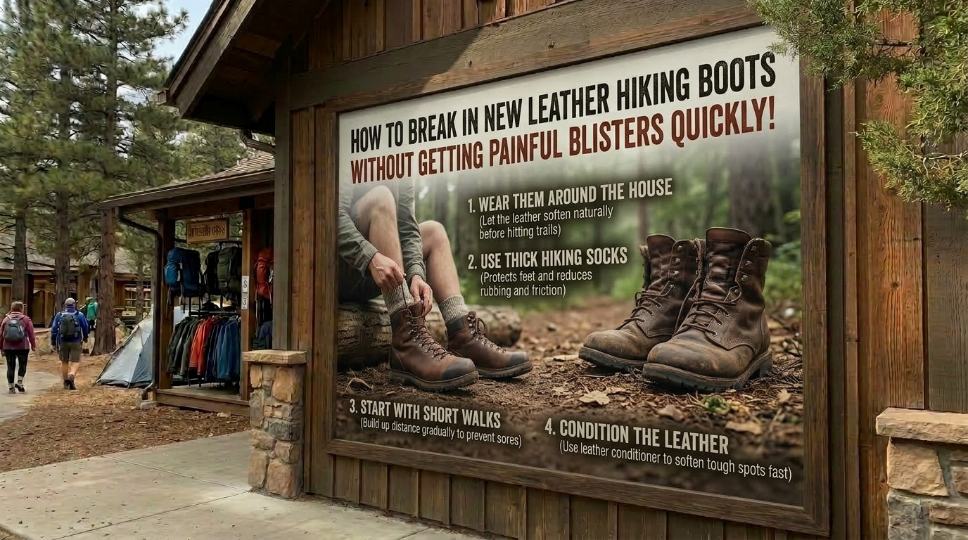 How to break in new leather hiking boots without getting painful blisters quickly