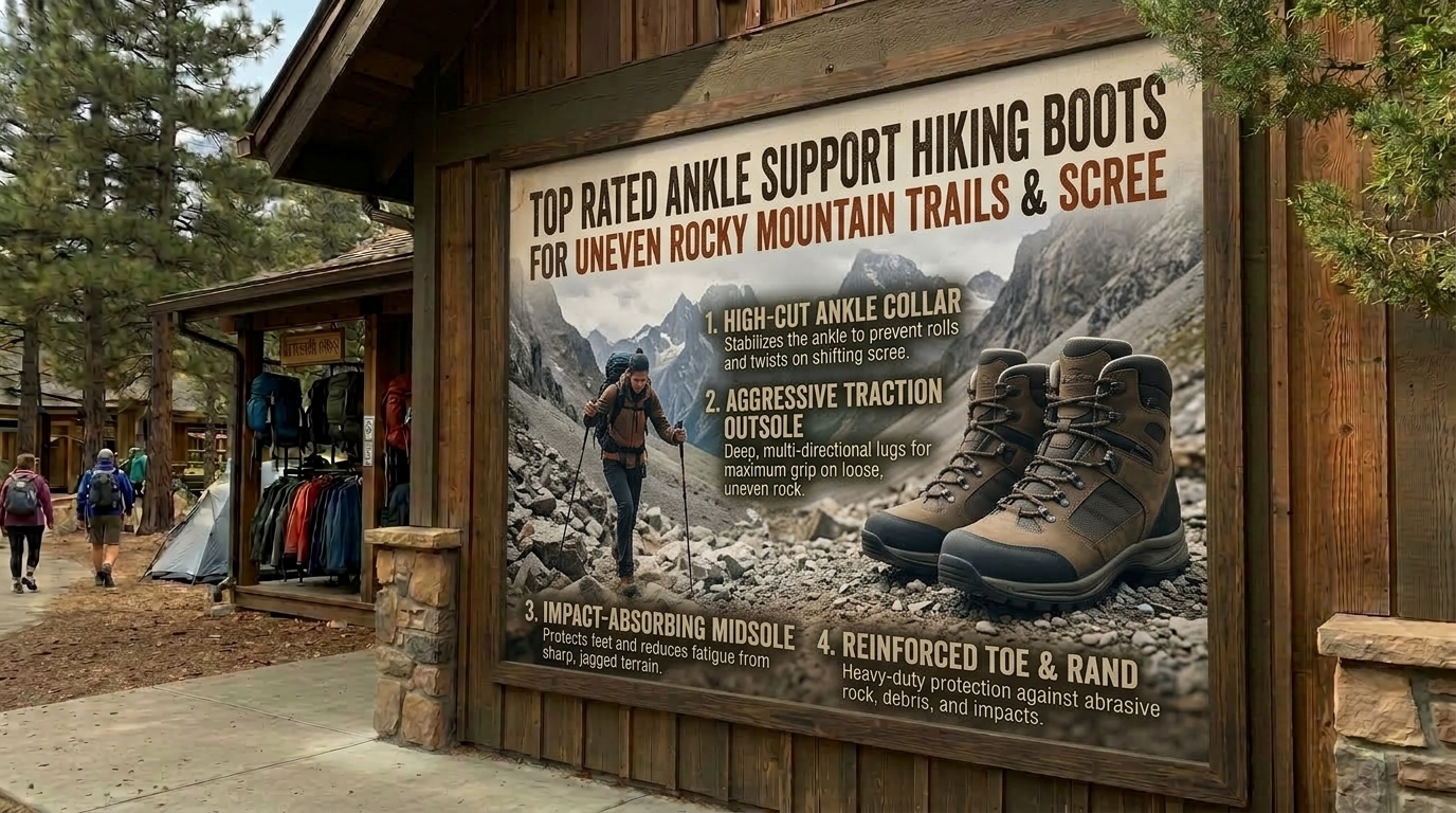 Top rated ankle support hiking boots for uneven rocky mountain trails and scree