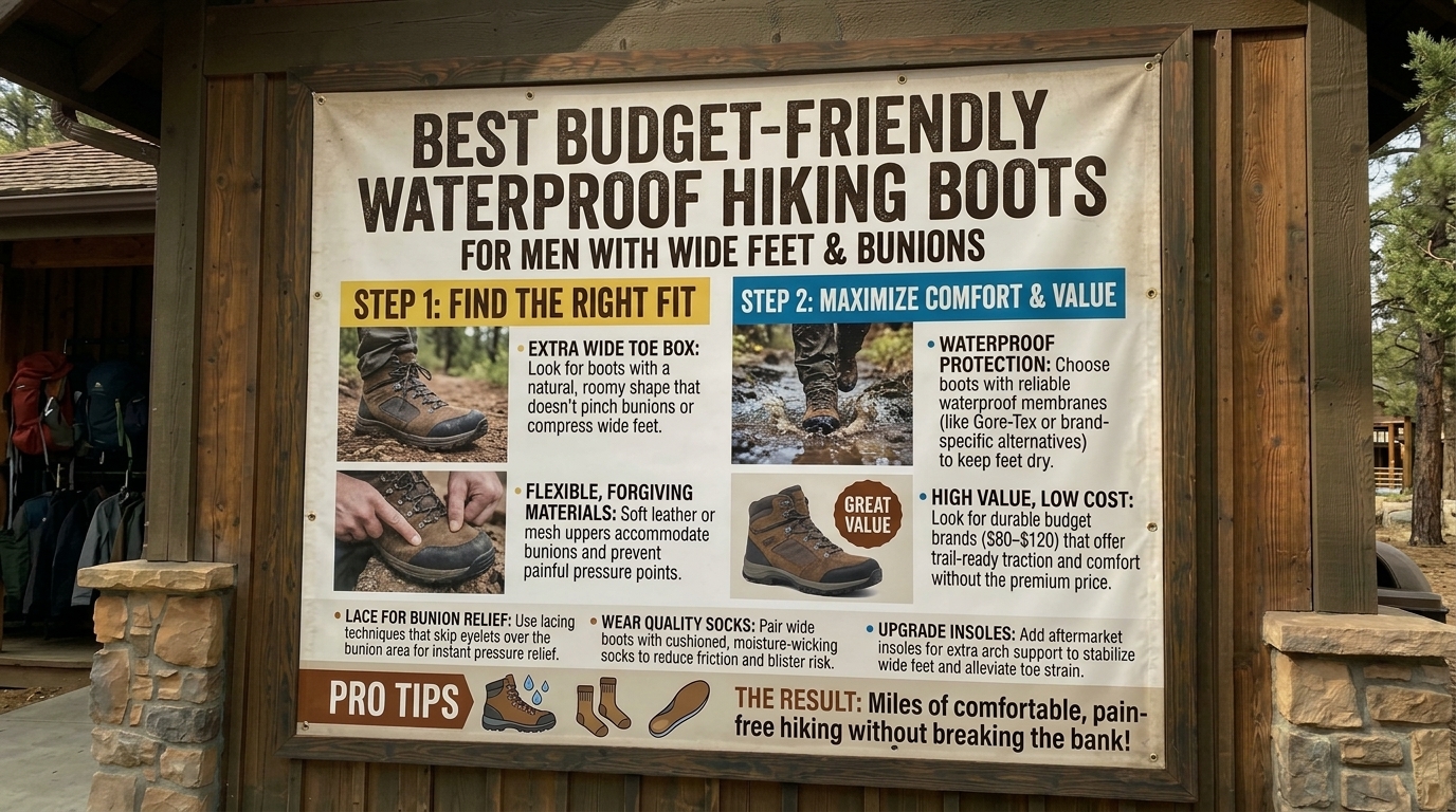 Best budget friendly waterproof hiking boots for men with wide feet and bunions