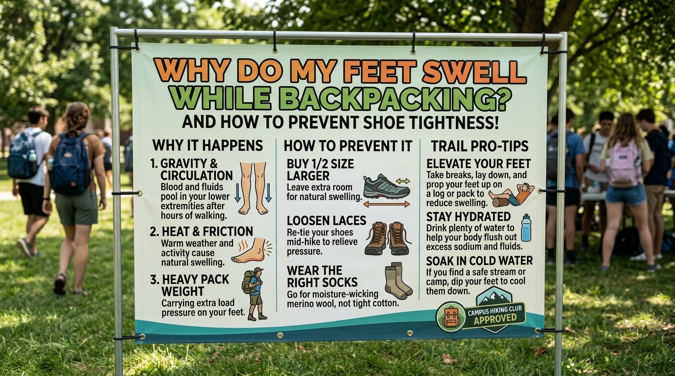 Why do my feet swell while backpacking and how to prevent shoe tightness