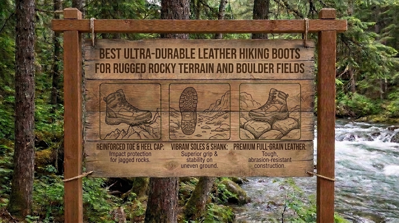 Best ultra-durable leather hiking boots for rugged rocky terrain and boulder fields