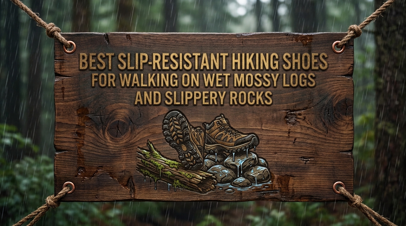 Best slip-resistant hiking shoes for walking on wet mossy logs and slippery rocks